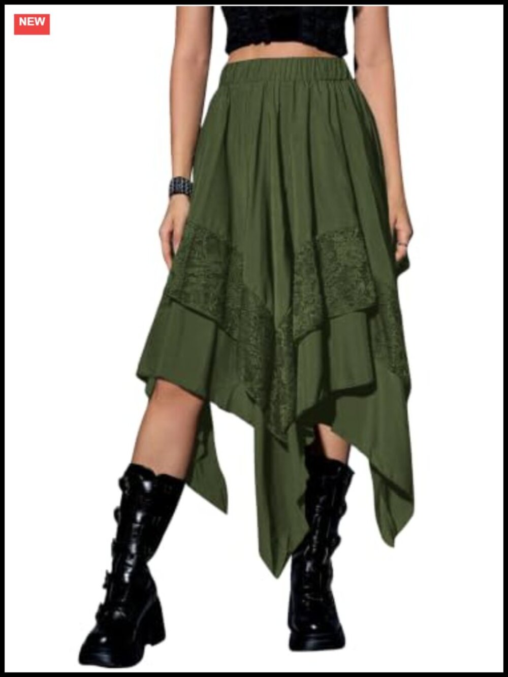 Asymmetrical High Low Rayon Midi Skirt Gothic Steampunk